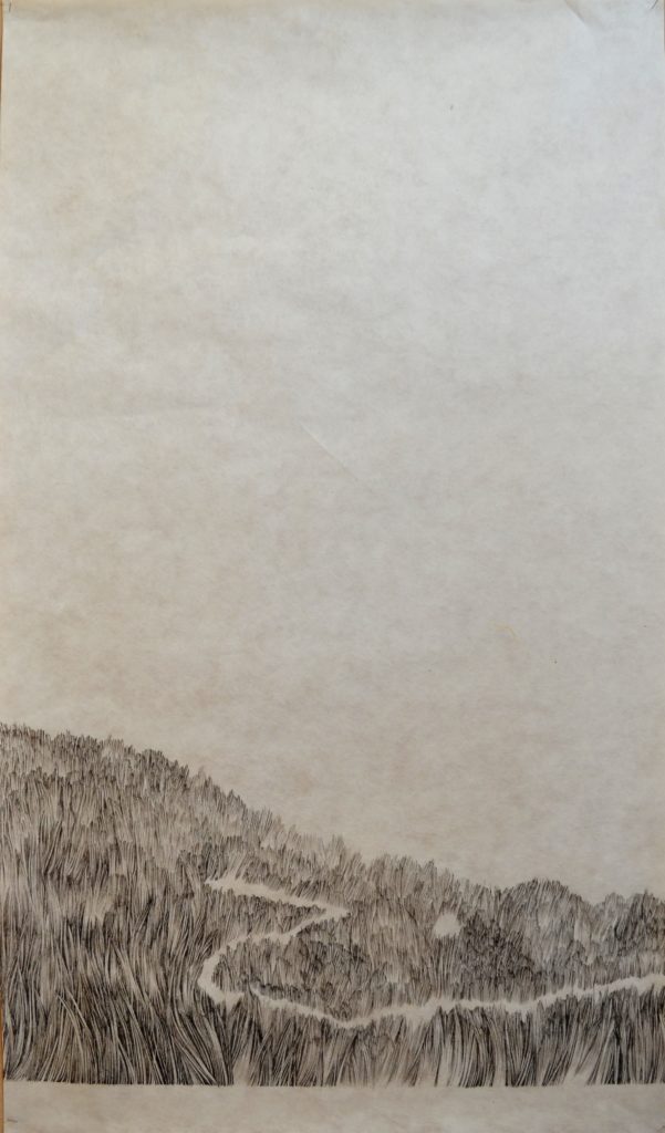 Ink, Japanese paper, path, mountain, explore