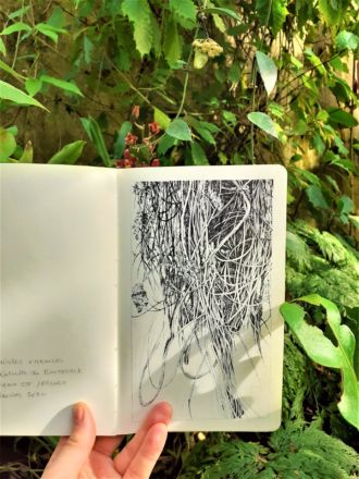 "Urwald von morgen #11" (Forêt de Montenach) - Encre de Chine sur papier Moleskine - 13 x 21 cm - 2020 Emmanuel, Henninger, Art