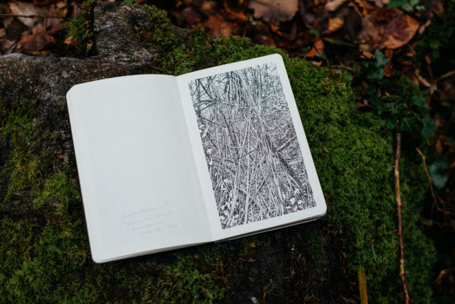 "Urwald von morgen #6"
Encre de Chine sur papier Moleskine
13 x 21 cm
2019 Emmanuel Henninger, Book, dessin, art, Oliver Kramer