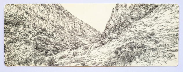 Goris Mountains, Armenien
Tinte auf Rhodia-Papier
42×14,8 cm
2021